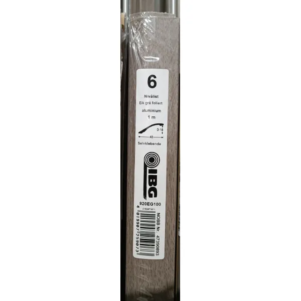 Nivålist nr 6 i eik grå foliert aluminium. bilde