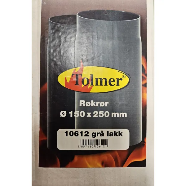 RØKRØR Ø150X250 GRÅ LAKK 2,0MM bilde