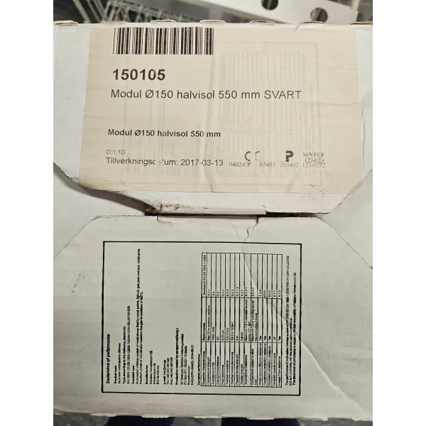 STÅLPIPE Ø150 HALVISOLERT 550MM BP bilde