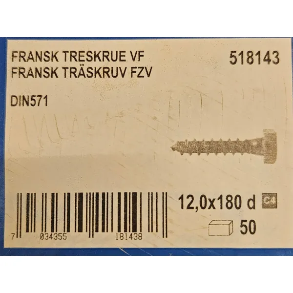 TRESKRUE 6KT VF DIN571 12X180 A50 bilde