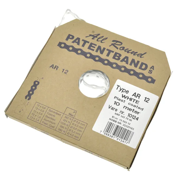 Patentband AR12 Plast Hvit 10m bilde